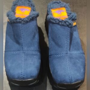 Rocket Dog Womens 7.5 Fran Platform Clogs Blue Nubuck Faux Shearling Lining